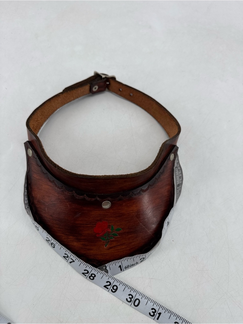Vintage 70s Boho Hippie Groovy Western Tooled Leather Floral Sun Gambler Visor - Picture 13 of 15
